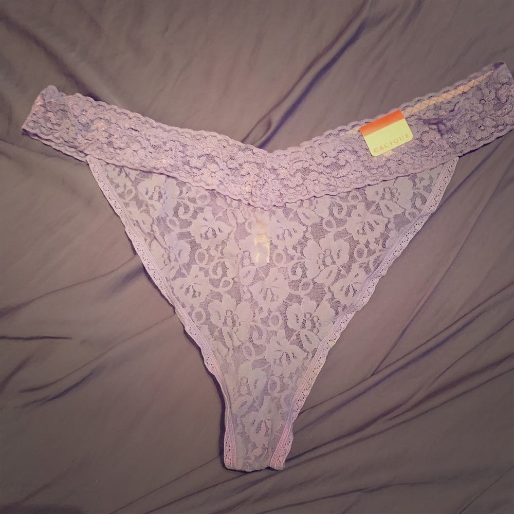 NWT Plus size purple lace thong Cacique 22/24